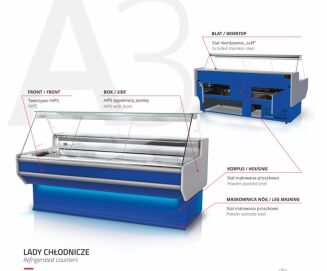 Lada chłodnicza z szybą prostą ukośną L-A3 - 22