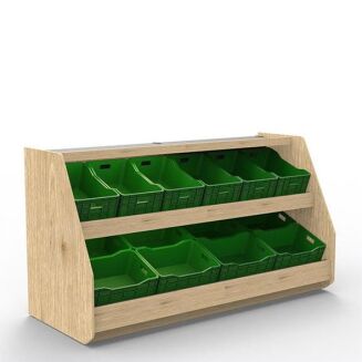 Regał sklepowy owocowo - warzywny dwumodułowy z blachą nierdzewną - 2