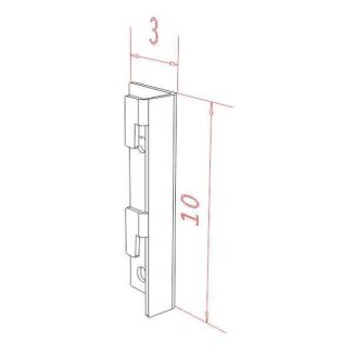 Rysunek techniczny uchwytu do montażu płyty laminowanej regału o wymiarach 10 cm i 3 cm