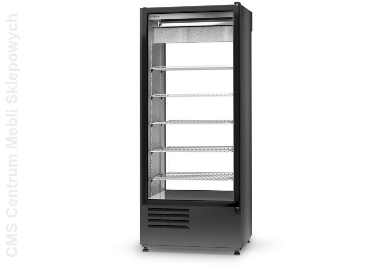 Szafa chłodnicza dwustronnie przeszklona, blokada drzwi od strony klienta