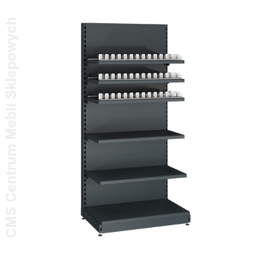 Regał sklepowy metalowy papierosowy z popychaczami 210 cm