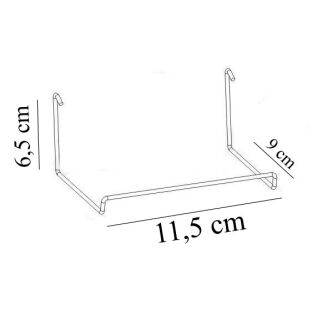 Schemat i wymiary półki na buty - zawieszki na kratę
