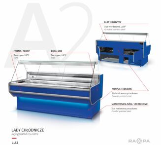 Lada chłodnicza z szybą prostą ukośną L-A2 - 21