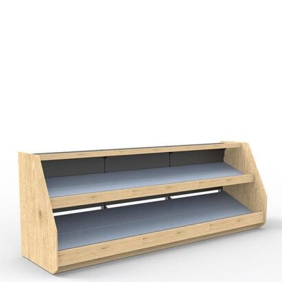 Regał sklepowy owocowo - warzywny trójmodułowy z blachą nierdzewną