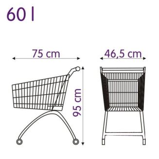 Wózek sklepowy 60 litrowy ocynk czerwony