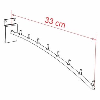 Schemat zawieszki sklepowej z bolcami na panel Spacewall - łukowa 33 cm