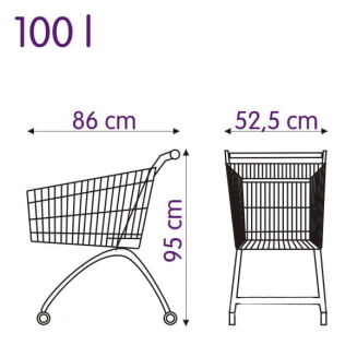 Wózek sklepowy 100L z siedziskiem ocynkowany czerwony