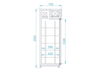 Szafa chłodnicza jednostronnie przeszklona, drzwi skrzydłowe ECOLINE - 19