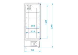 Szafa chłodnicza jednostronnie przeszklona, drzwi skrzydłowe ECOLINE - 6