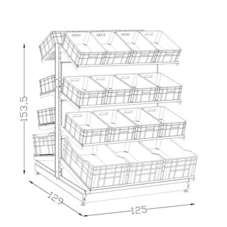Gondola metalowa owocowo-warzywna 150 cm - 4
