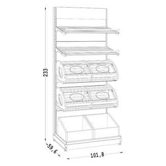 Regał sklepowy piekarniczy 230 cm PIE-3 - 3