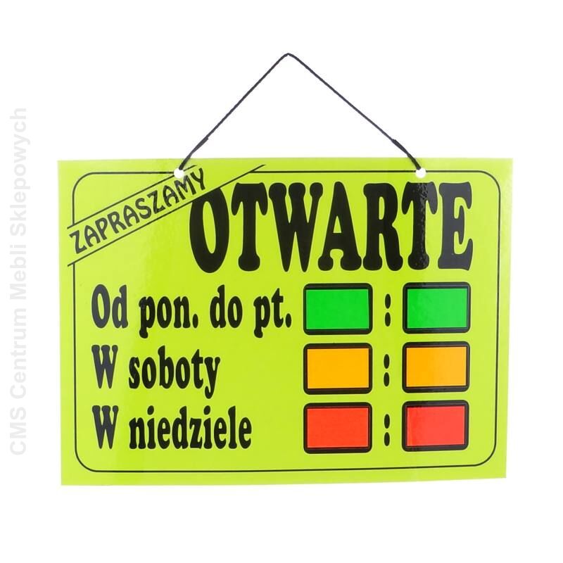 Tablica informacyjna godziny otwarcia duża