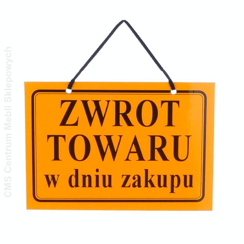Tablica informacyjna ZWROT TOWARU W DNIU ZAKUPU