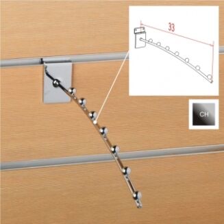Zawieszka sklepowa z kulkami na panelu naściennyn Spacewall / Slatwall - łukowa 33 cm
