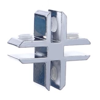 Łącznik do szkła czterokierunkowy | aluminiowy - 3