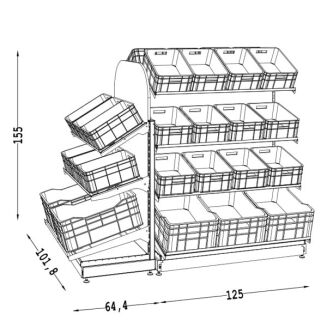 Gondola metalowa owocowo-warzywna z zakończeniem 150 cm - 4