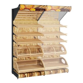 Regał sklepowy piekarniczy z panelem oświetlenia i nadrukiem 230 cm PIE-6 - 4