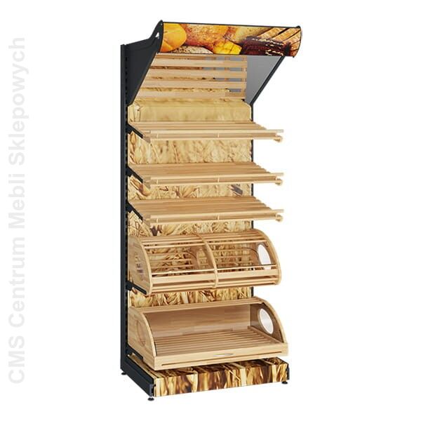 Regał sklepowy piekarniczy z panelem oświetlenia i nadrukiem 230 cm PIE-6