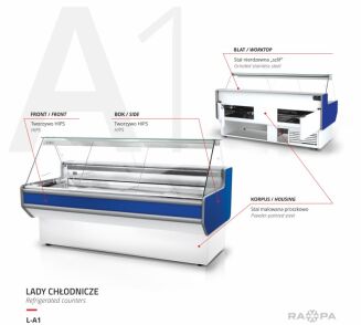 Lada chłodnicza z szybą prostą ukośną L-A1 - 23