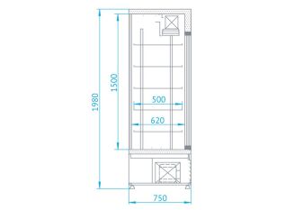 Szafa chłodnicza dwustronnie przeszklona, drzwi rozsuwane, stała szyba od strony klienta - 4