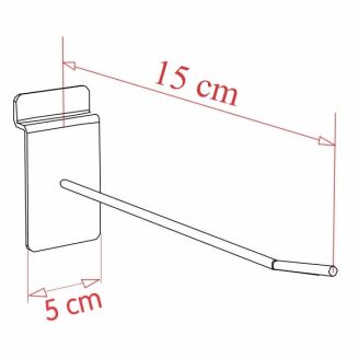 Schemat i wymiary zawieszki sklepowej pojedynczej na panel Spacewall - chrom 15 cm (SW-15)