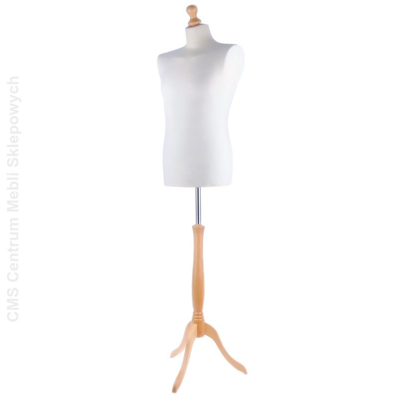 Manekin krawiecki męski z drewnianą nogą - Ecru
