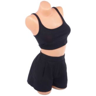 Tors damski długi skręcony bokiem w ubraniach