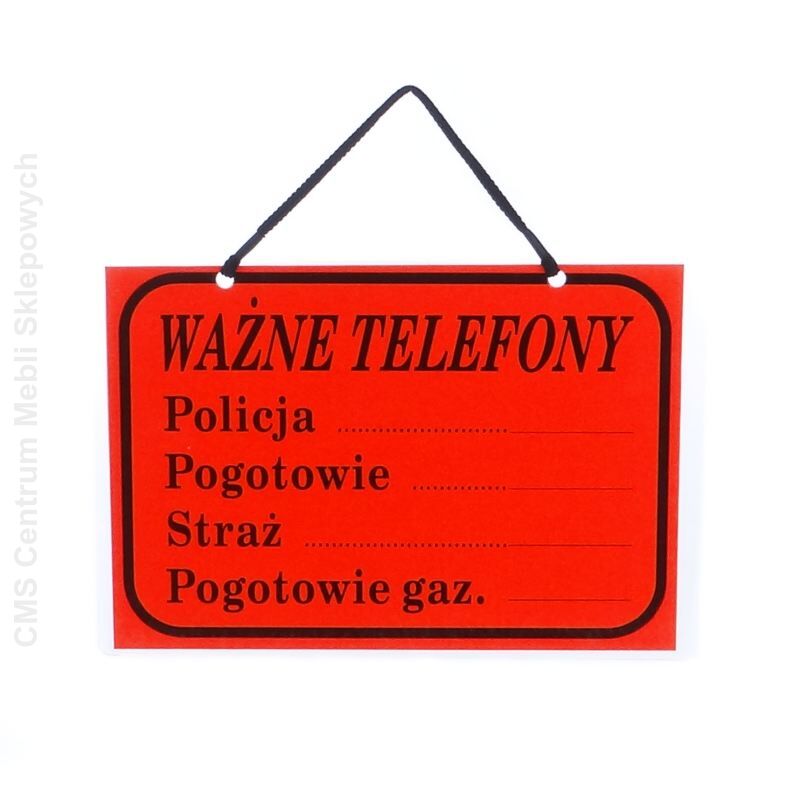 Tablica informacyjna WAŻNE TELEFONY
