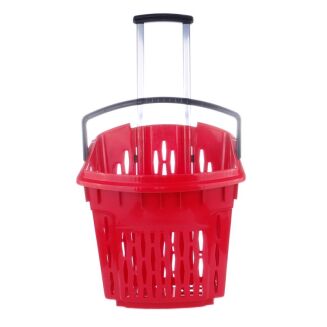 Koszyk sklepowy czerwony na kółkach - 38 litrowy