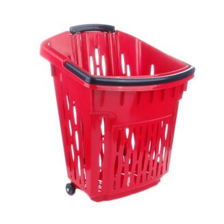 Koszyk sklepowy czerwony na kółkach - 38 litrowy
