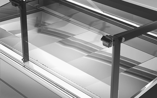 Powierzchnia ekspozycyjna lady chłodniczej o głębokości 75 cm 