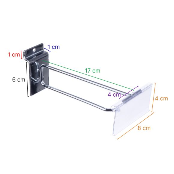 Zawieszka sklepowe pojedyncza na panel z szyldem - wymiary