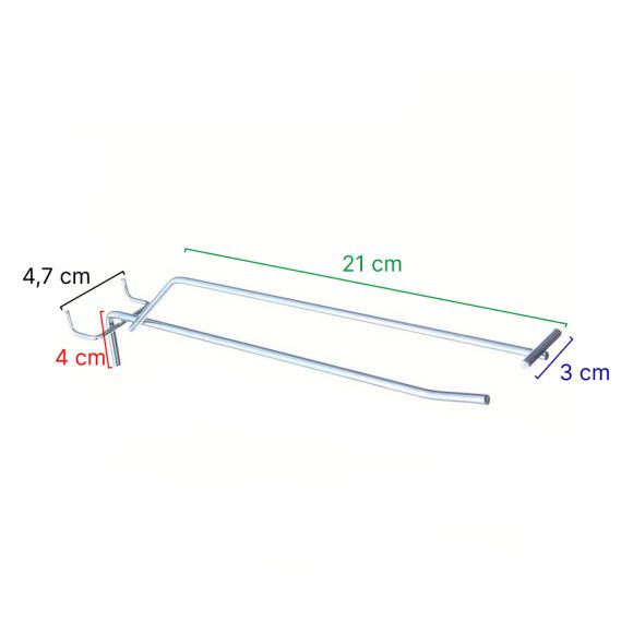 Zawieszka pojedyncza na perforację z szyldem - wymiary