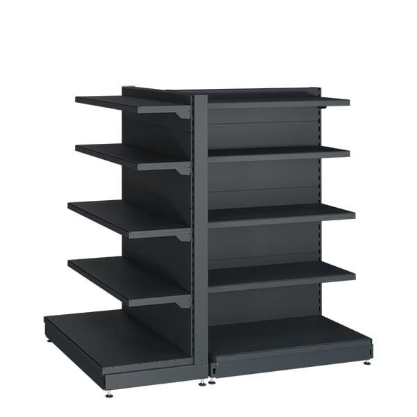 Gondola sklepowa z zakończeniem w postaci regału dostawianego w kolorze antracytowym