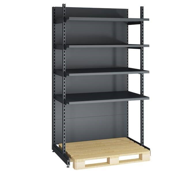 Regał metalowy wzmocniony w kolorze antracytowym z paletą